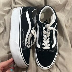 Vans Black and White Old Skool Platform Sneakers